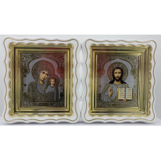 Иконы "Винчающая пара" лит. купол – цветок, бел., пат. зол. 27х24см