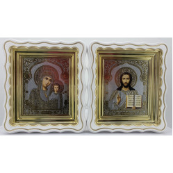 Иконы "Винчающая пара" лит. купол – цветок, бел., пат. зол. 27х24см