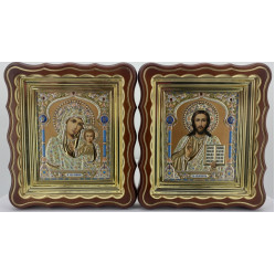 Иконы "Винчающая пара" лит. купол – зол. блок., корр., пат. зол. 27х24см
