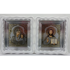 Иконы "Винчающая пара" лит. купол цветок, бел., пат. ср. 27х24см