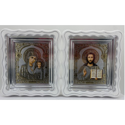 Иконы "Винчающая пара" лит. купол цветок, бел., пат. ср. 27х24см