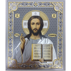 Икона Спаситель (сер. фон.) 18х15