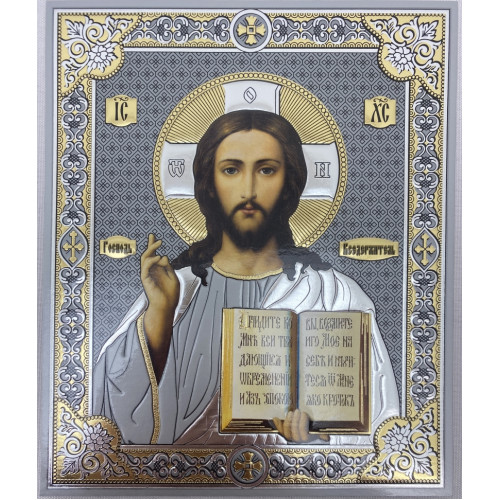 Икона Спаситель (сер. фон.) 18х15