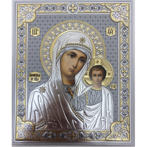 Икона Богородицы "Казанская" (сер. фон.) 18х15