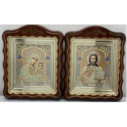 Иконы "Винчающая пара" лит. купол жел. блак, корр., пат. зол. 30х24см