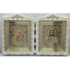 Иконы "Винчающая пара" лит. купол жел. блок, бел., пат. зол. 30х24см