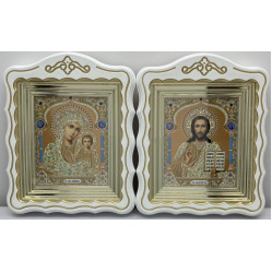 Иконы "Винчающая пара" лит. купол жел. блок, бел., пат. зол. 30х24см