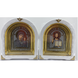 Иконы "Винчающая пара" лит. павлин. бел. без пат. зол. рам. 27х25см