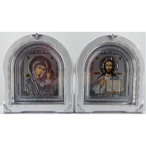 Иконы "Винчающая пара" лит. тиснена. бел. без. пат. ср. рам. 27х25