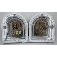 Иконы "Винчающая пара" ((лет куп. цветок) бел. ср. пат. ср. рам.) 27х25см