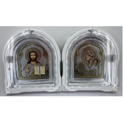Иконы "Винчающая пара" ((лет куп. цветок) бел. ср. пат. ср. рам.) 27х25см