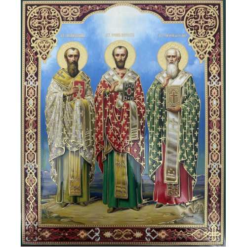Икона св. Василий Великий, Григорий Богослов и Иоанн Златоуст 24х20см