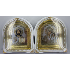 Иконы "Винчающая пара" лит. купол цветок. бел. зол. пат., зол. рам. 27х25см