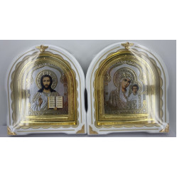 Иконы "Винчающая пара" лит. купол цветок. бел. зол. пат., зол. рам. 27х25см