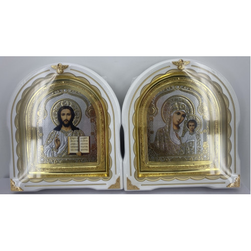 Иконы "Винчающая пара" лит. купол цветок. бел. зол. пат., зол. рам. 27х25см
