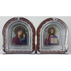 Иконы "Винчающая пара" лет цвет. корр. ср. пот., рам. ср. 27х25см