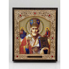 Икона свящ. Николай Чудотворец окт. фон, блок. митра 11x13