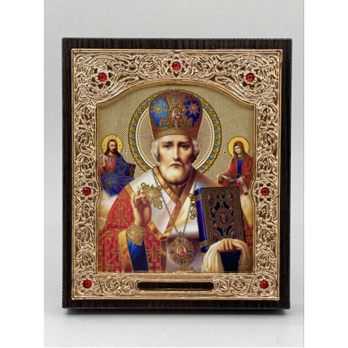 Икона свящ. Николай Чудотворец окт. фон, блок. митра 11x13