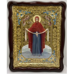 Икона Покров Пресвятой Богородицы (рост) 62х49см блак. ем.