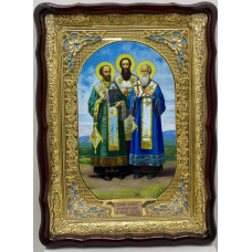 Икона Трех Святых 61х82см блак. эмал.