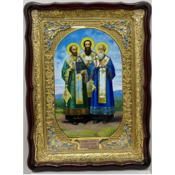 Икона Трех Святых 61х82см блак. эмал.