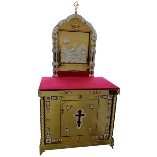 Жертвенный киот (малый крест), на 3 колонны, с иконой 110х70 (высота 98,5-220см)