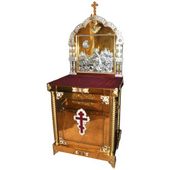 Жертвенный киот (малый крест), на две колонны, с иконой 70x80 (высота 98,5-220см)