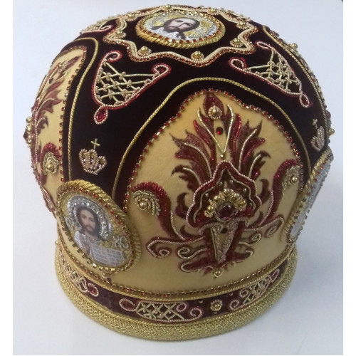 Митра "Огонек" желто - бордовая