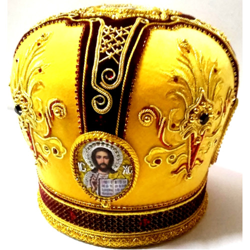 Митра "Огонек" желто - бордовая