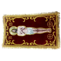 Плащаница Иисуса Христа (мини) алоба, вышивка лоза с кругом Спаситель Академического стиля 34х20см