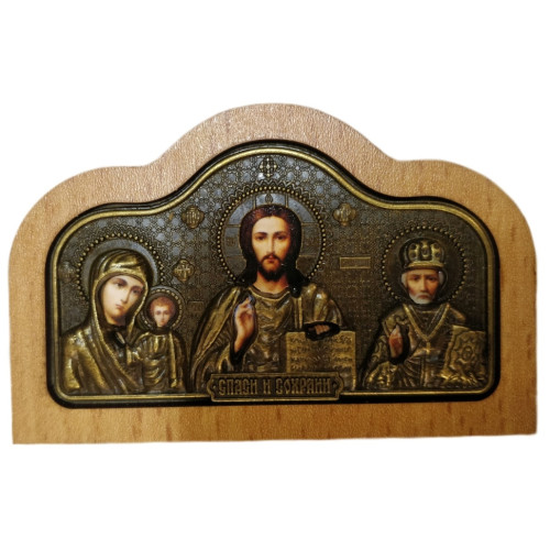 Автомобильный тройник (метал.+дер.) золот. 8х5