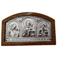 Автомобильный тройник (метал.+дер.) серебр.