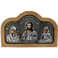 Автомобильный тройник (метал.+дер.) серебр. 8х5