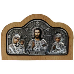 Автомобильный тройник (метал.+дер.) серебр. 8х5