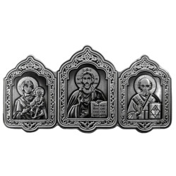 Автомобильный тройник – наклейка, риза – серебро. 8,5х4,5см