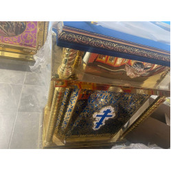 Аналой литые желтые иконы + крест (лазарная резка) 90х50см (высота 114х99см)