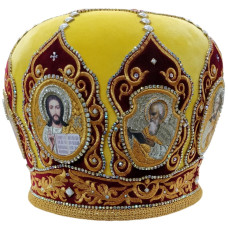 Митра "Купол" желто-бордовая