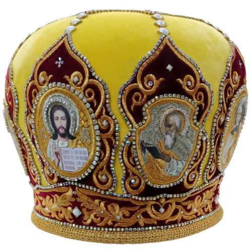 Митра "Купол" желто-бордовая