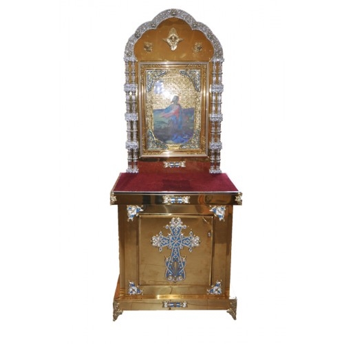 Жертвенный киот (большой крест), на две колонны, с иконой 80х70 (высота 98,5-220см)