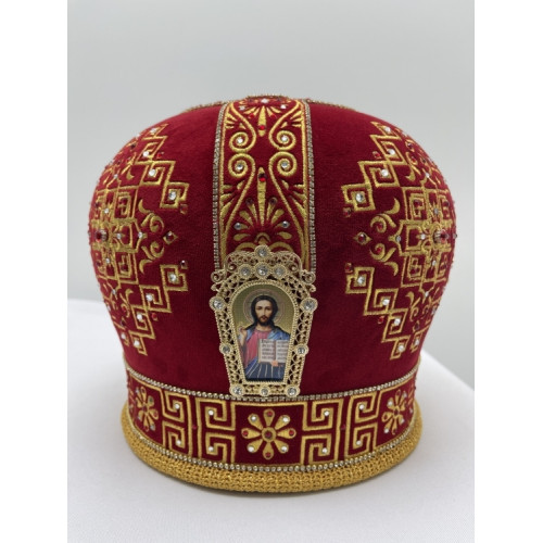 Митра "Меандр", лента страз, дорогой низ, металлические рамки.