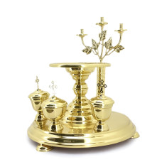 Литейное блюдо, латунное, диаметр 31см, высота 38см №1