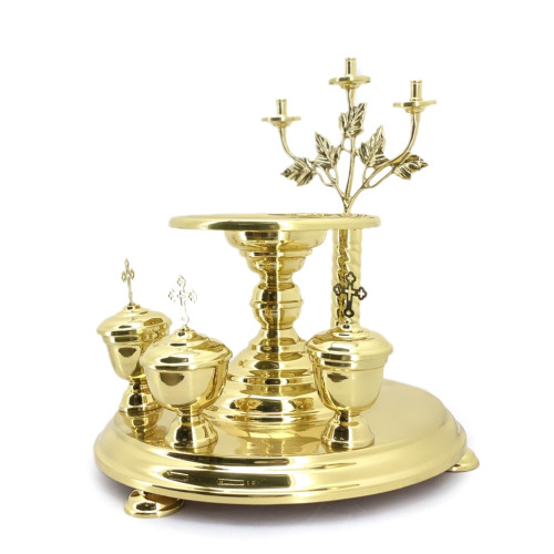 Литейное блюдо, латунное, диаметр 31см, высота 38см №1