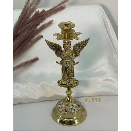 Подсвечник Ангел, латунь, 36х15см №7-1
