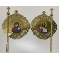 Хоругви металлические, (круглые, сетка) пара 92х54см