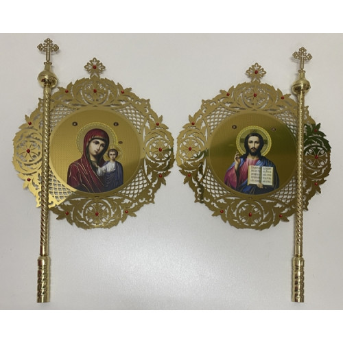 Хоругви металлические, (круглые, сетка) пара 92х54см