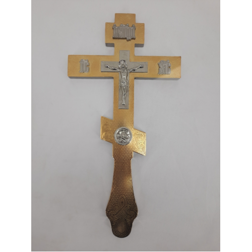 Напрестольный крест, металл, зол., ср. ик. 33,5х17,5см