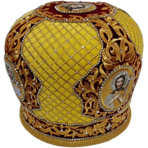 Митра "Сеть" желто - бордовая