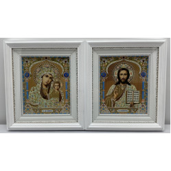Иконы "Винчающая пара" (лит. куп. ж-б., рам. бел., пр.) 26х23см