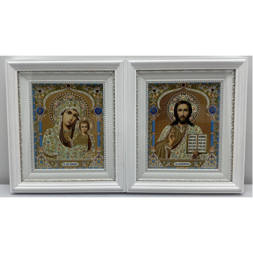 Иконы "Винчающая пара" (лит. куп. ж-б., рам. бел., пр.) 26х23см