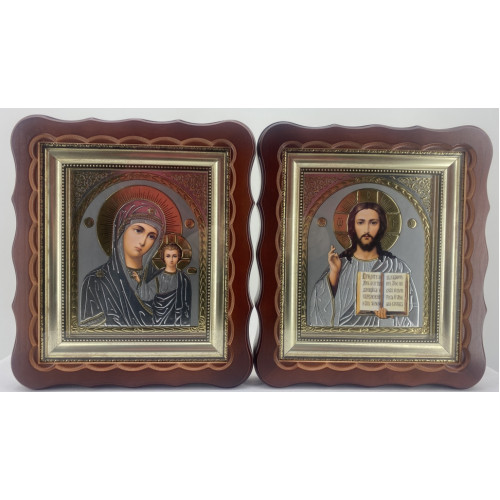 Иконы "Винчающая пара" лит. серая, корр. без. пат. 27х25см